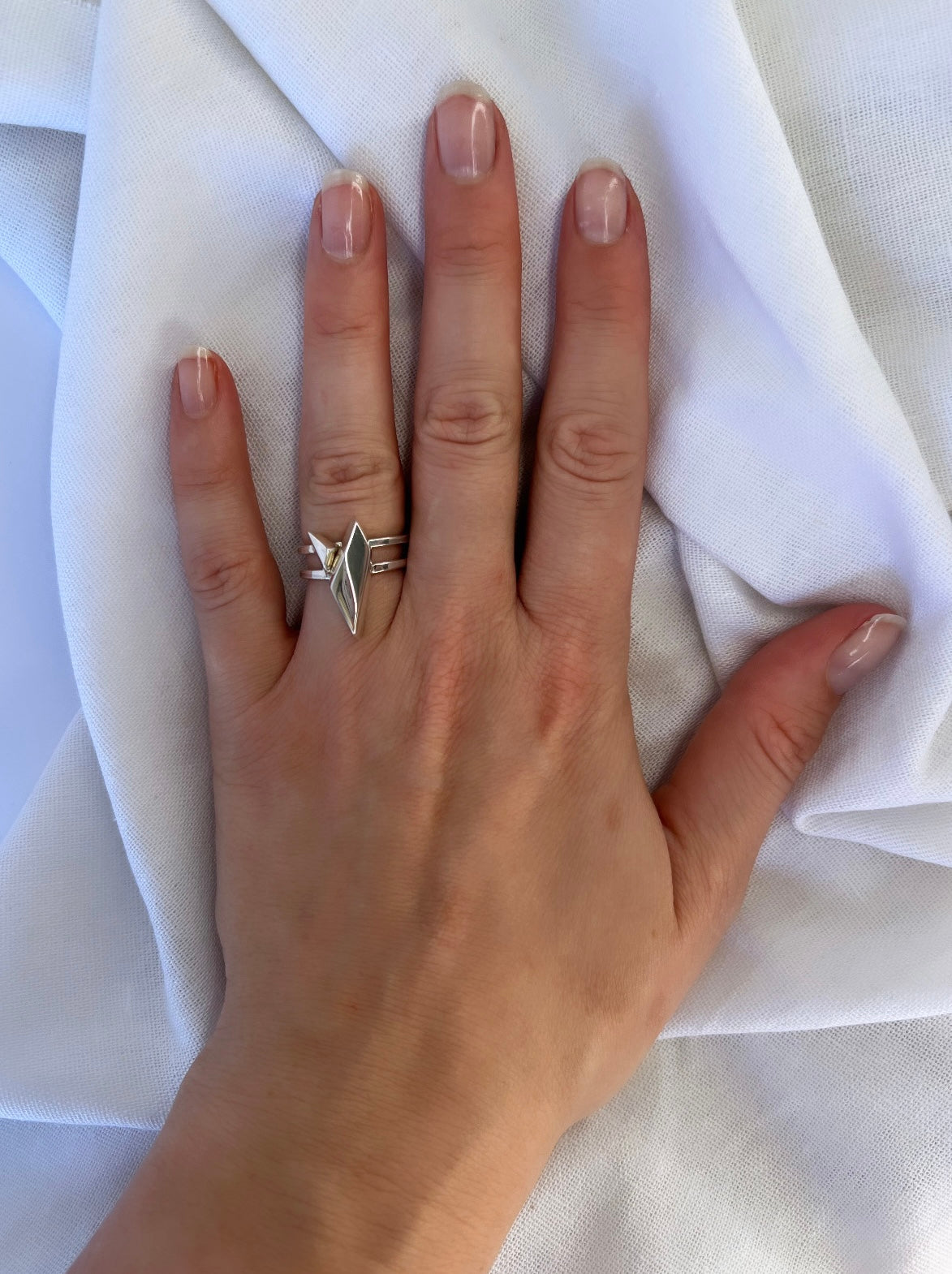 ASYMMETRY DUO 19 & 21 / Silver Stack Rings
