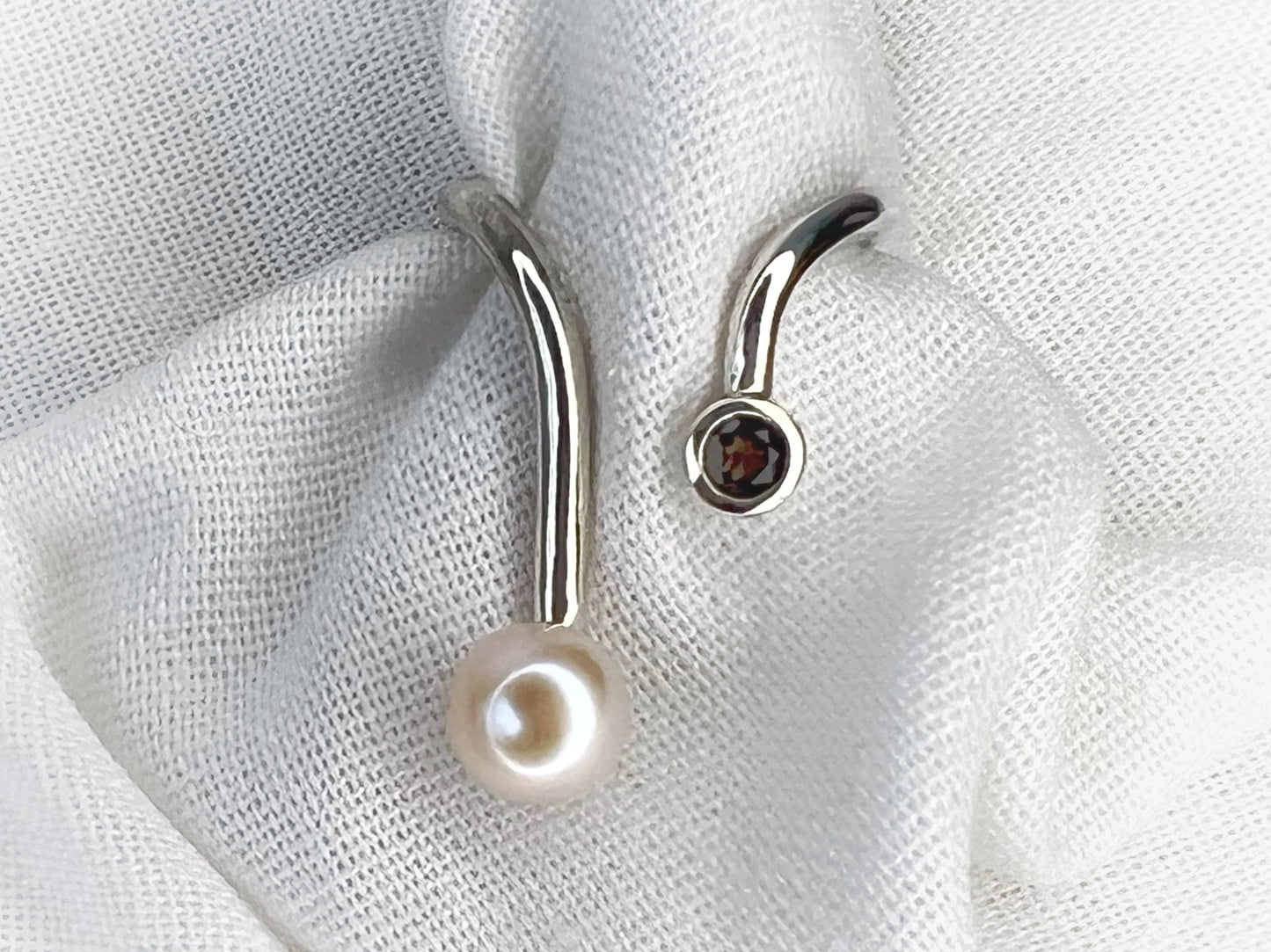 DUET 19 / Silver Ring with Smoky Quartz & Pearl