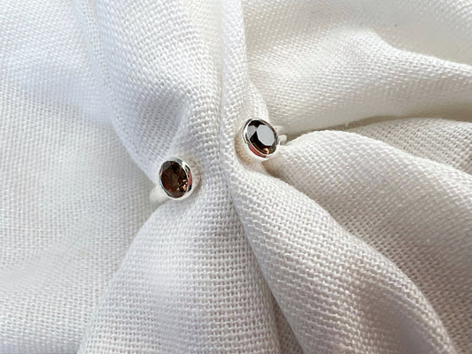 DUET 22  / Silver Ring with 2 Smoky Quartz