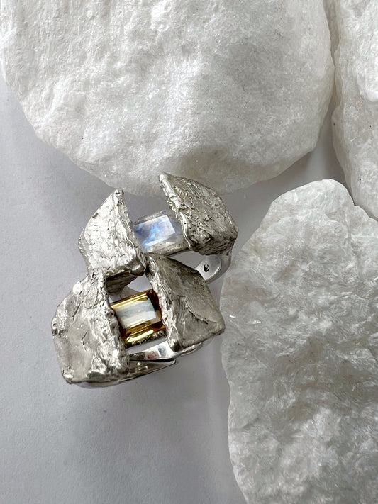 SWISS ALPS Gletscherspalte / Ring in Silver